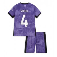 Dječji Nogometni Dres Liverpool Virgil van Dijk #4 Rezervni 2023-24 Kratak Rukav (+ Kratke hlače)